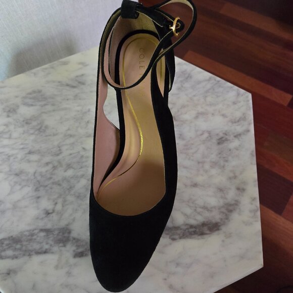 Cole Haan Women's Remi Black Suede Platform Block Heel Pumps - Picture 10 of 12